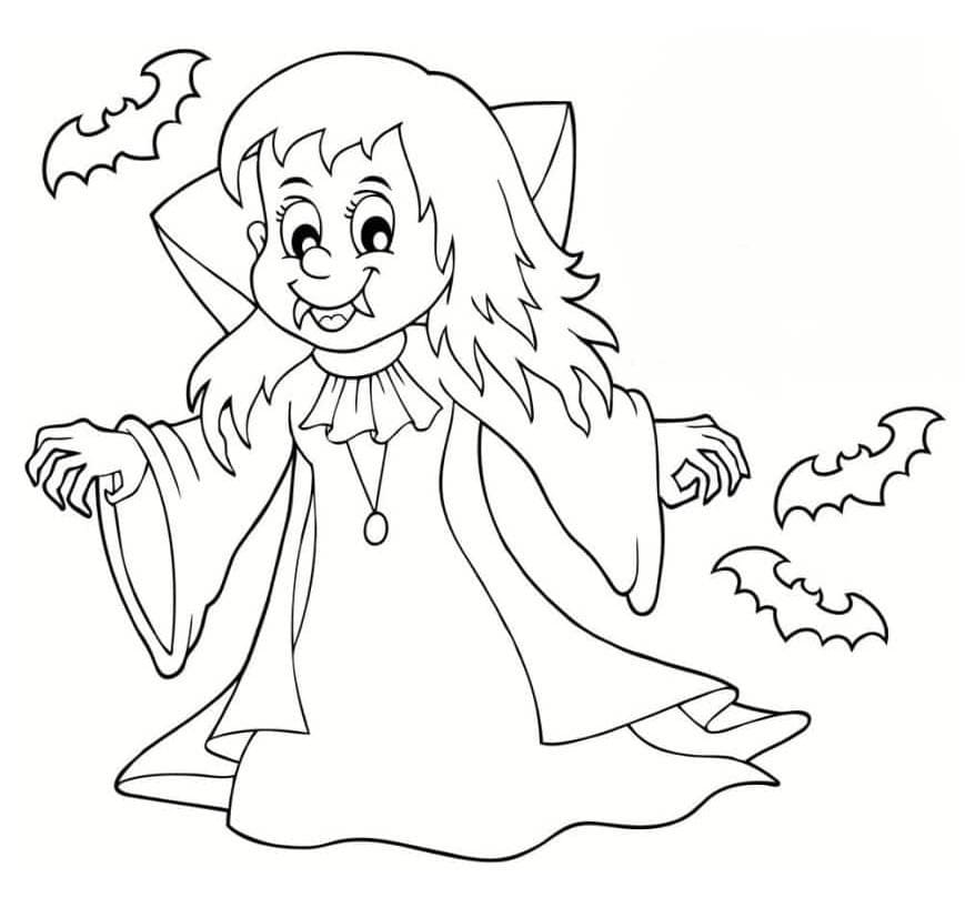 Petite Fille Vampire coloring page