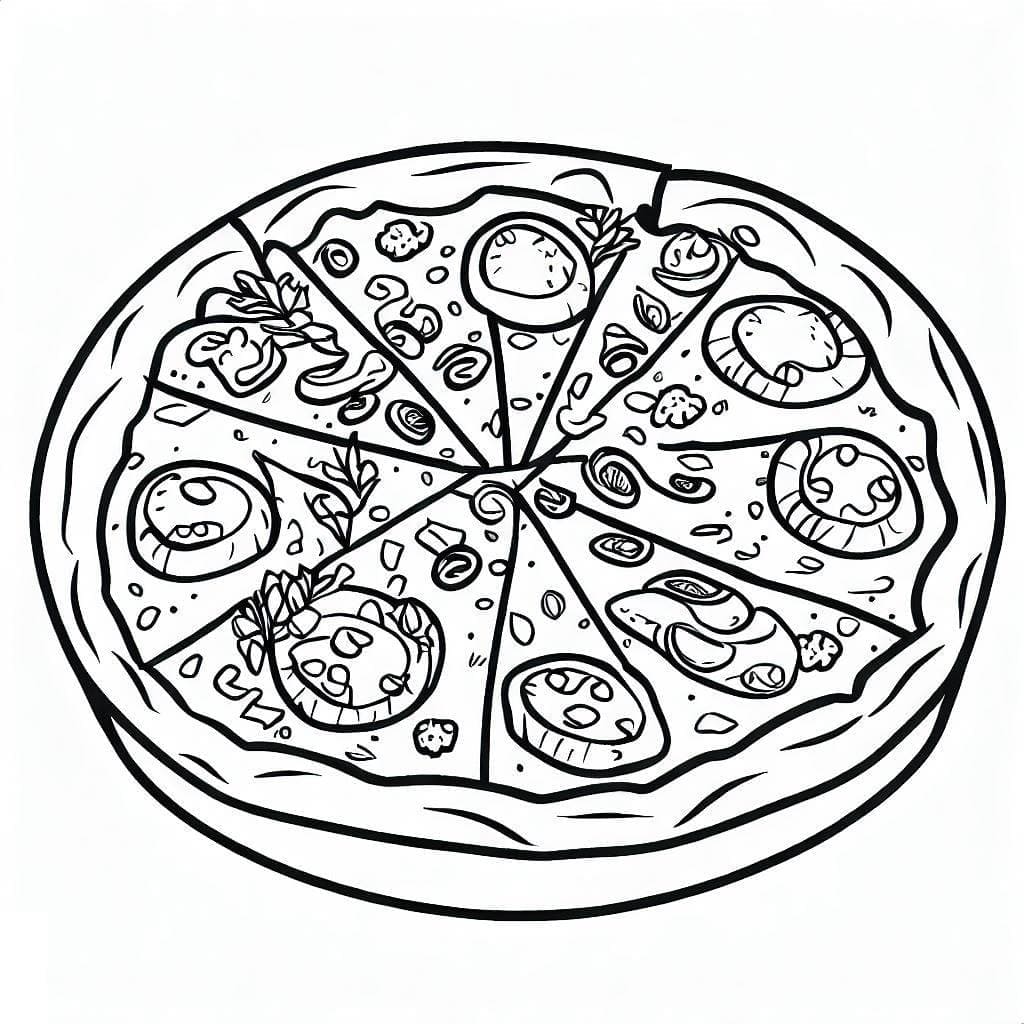 Pizza Savoureuse coloring page
