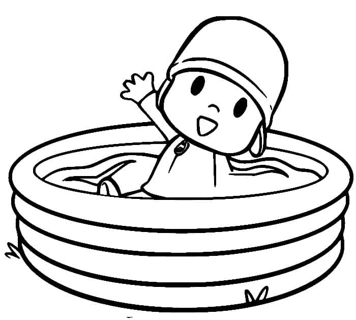 Coloriage Pocoyo dans la Piscine