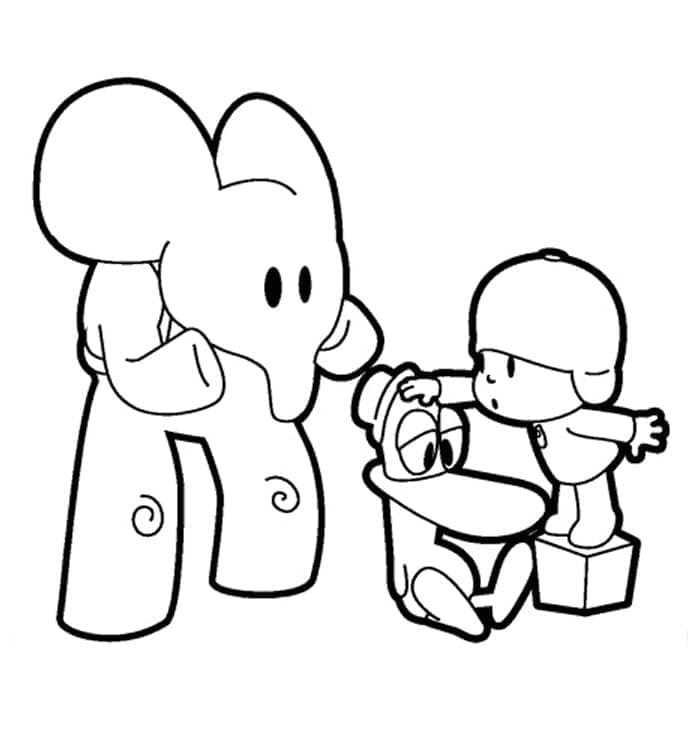 Pocoyo, Elly et Pato coloring page