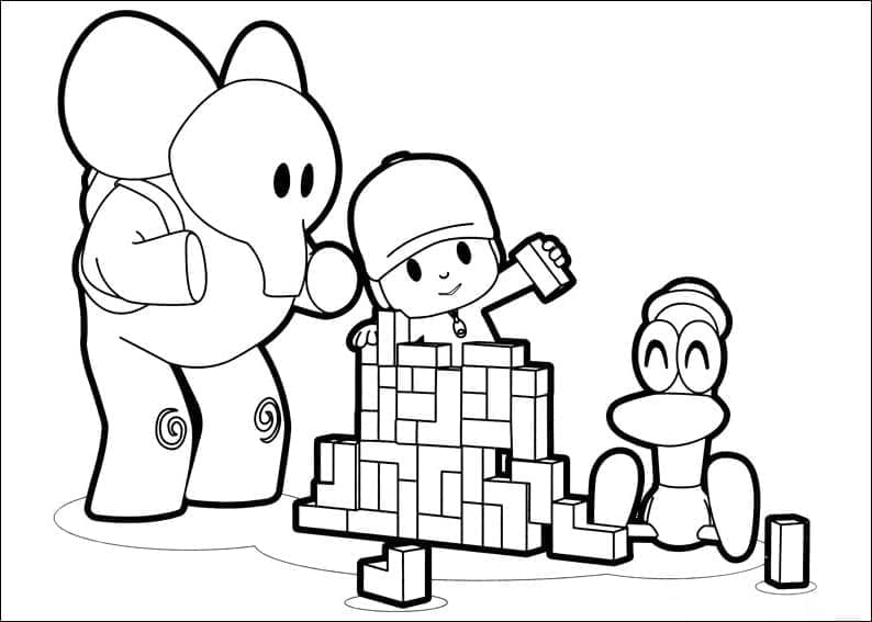 Coloriage Pocoyo et Elly avec Pato