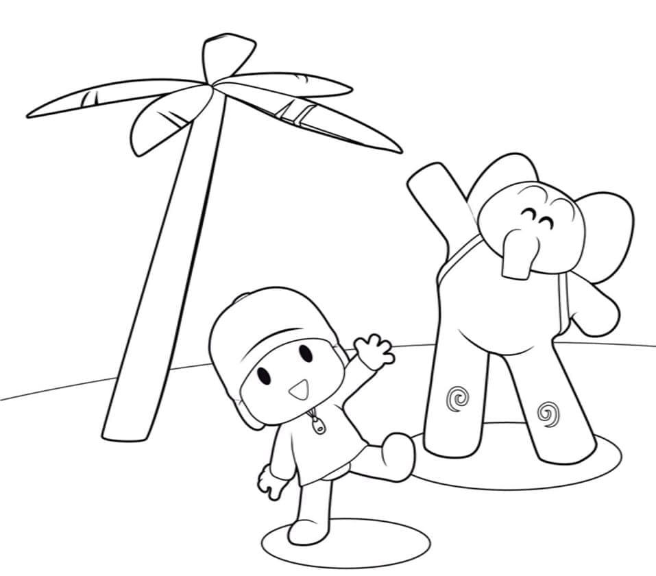 Pocoyo et Elly coloring page