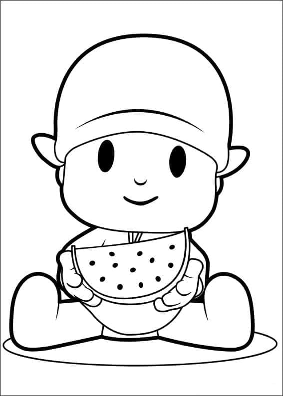 Coloriage Pocoyo et Pastèque