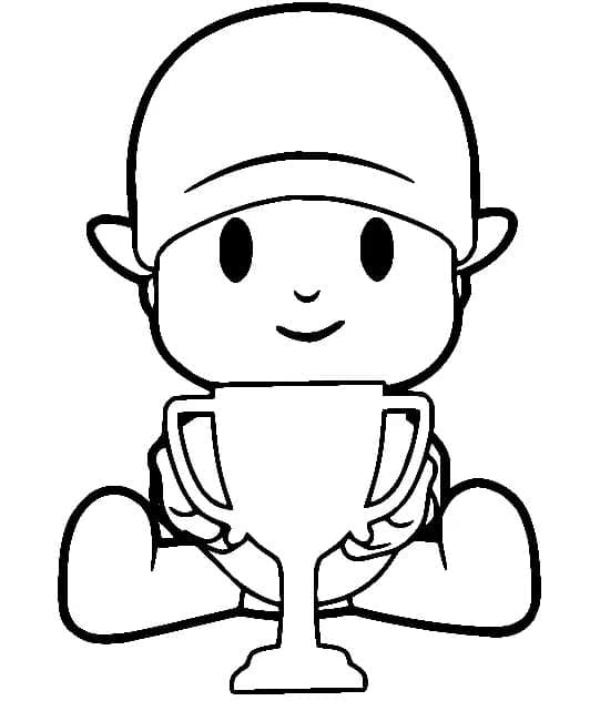 Pocoyo et un Trophée coloring page