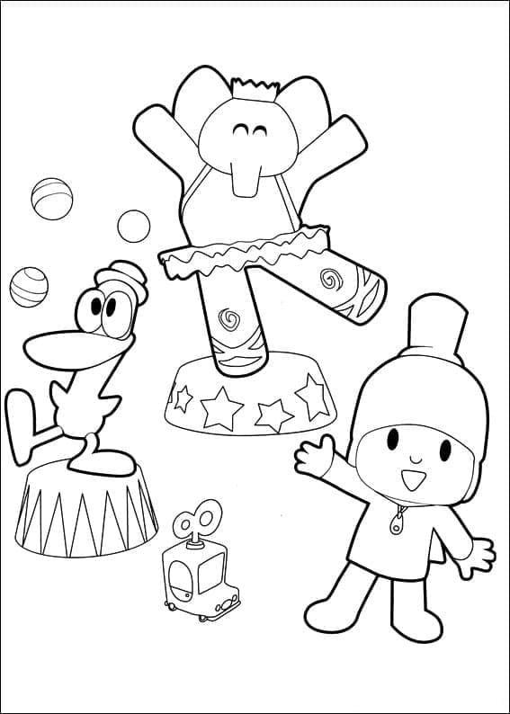 Coloriage Pocoyo, Pato et Elly