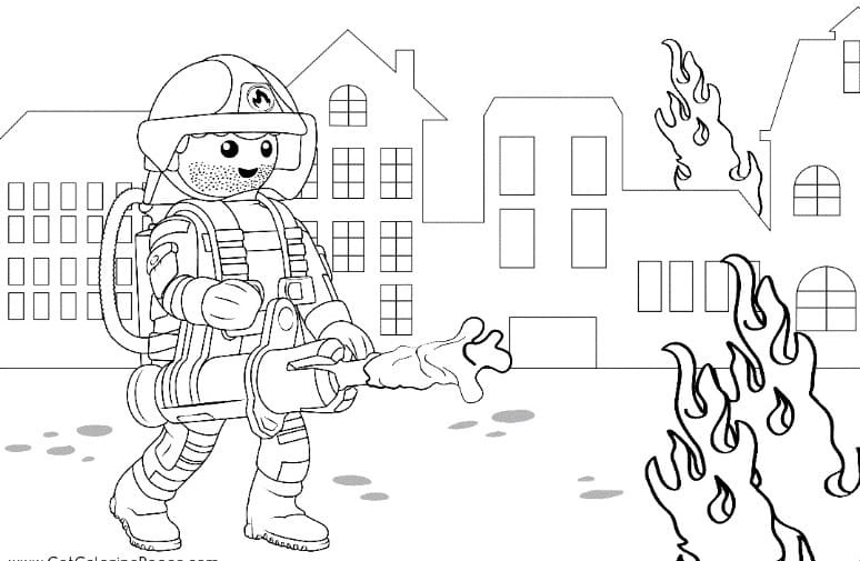 Coloriage Pompier Playmobil