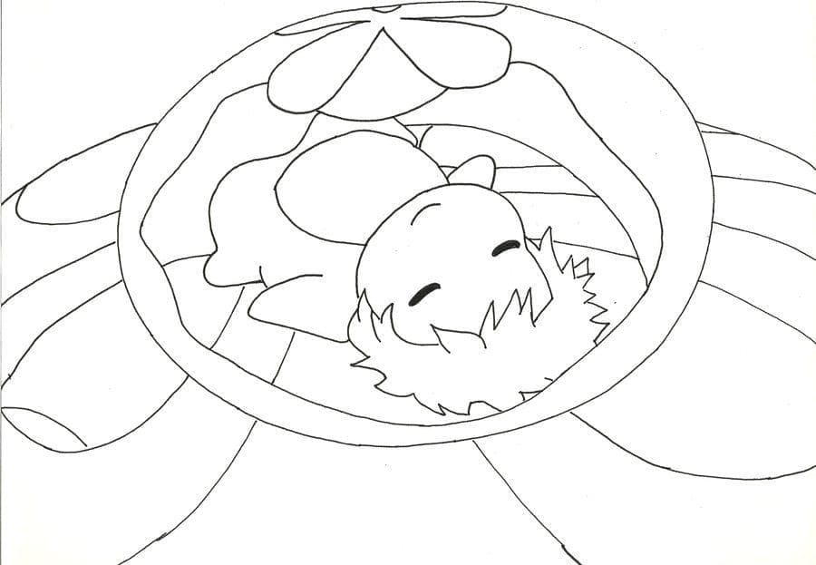 Coloriage Ponyo Endormie