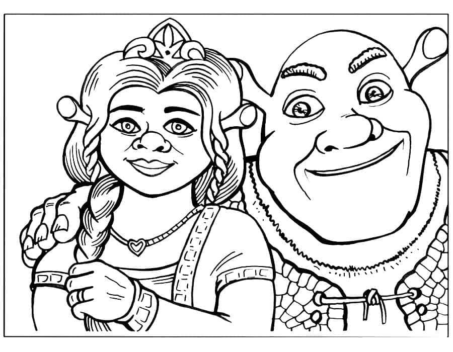 Princesse Fiona et Shrek coloring page