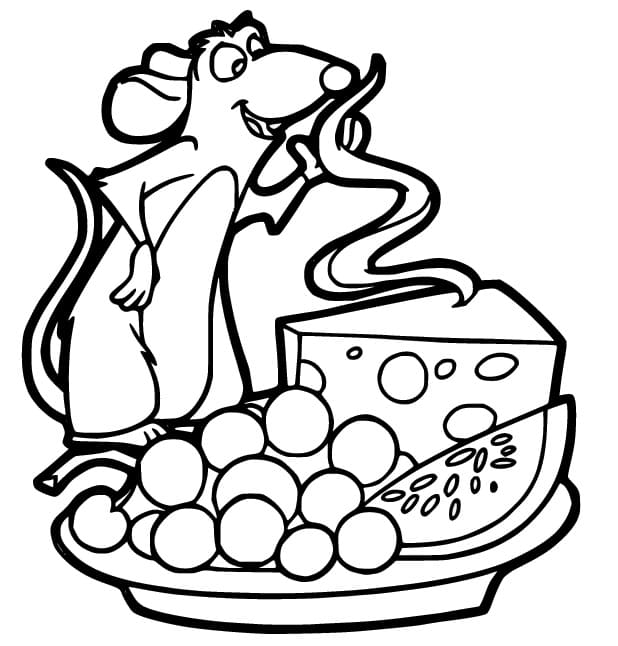 Rémy Ratatouille et Aliments coloring page