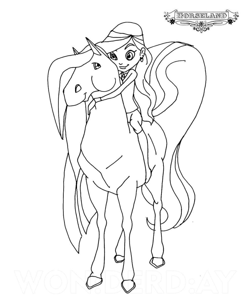 Sarah et Scarlett Horseland coloring page