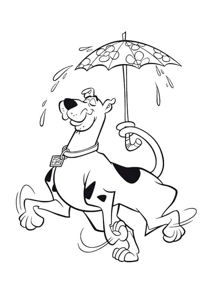 Coloriage Scooby Doo avec Parapluie