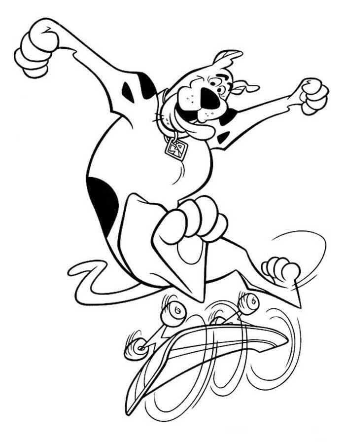 Coloriage Scooby Doo Fait du Skateboard
