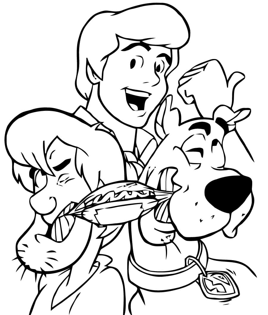 Coloriage Scooby Doo, Fred et Sammy