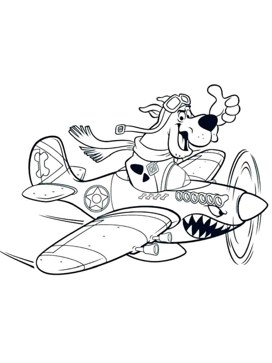 Coloriage Scooby Doo Pilote l'Avion