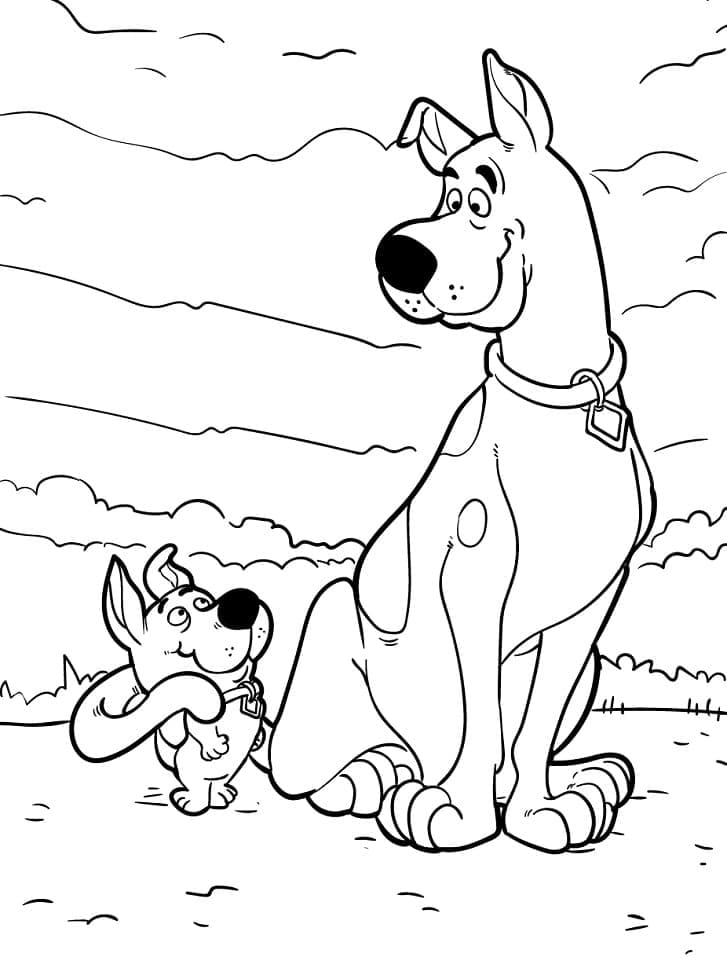 Scrappy Doo avec Scooby Doo coloring page