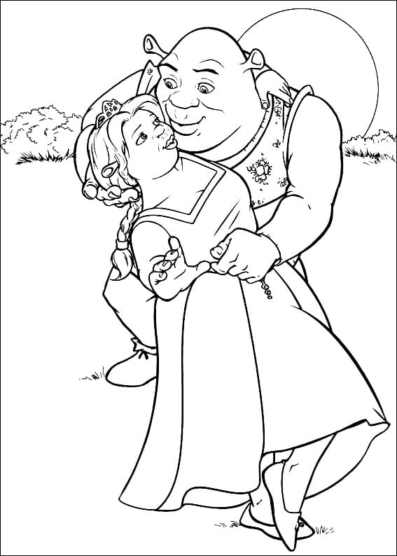 Shrek avec Fiona coloring page