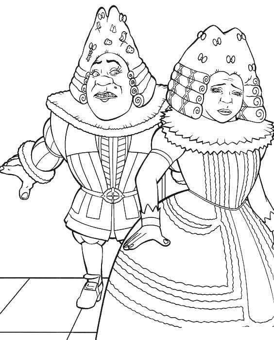 Shrek avec Princesse Fiona coloring page
