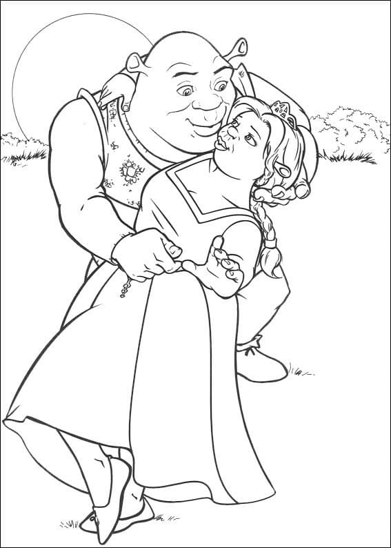 Shrek et Princesse Fiona coloring page