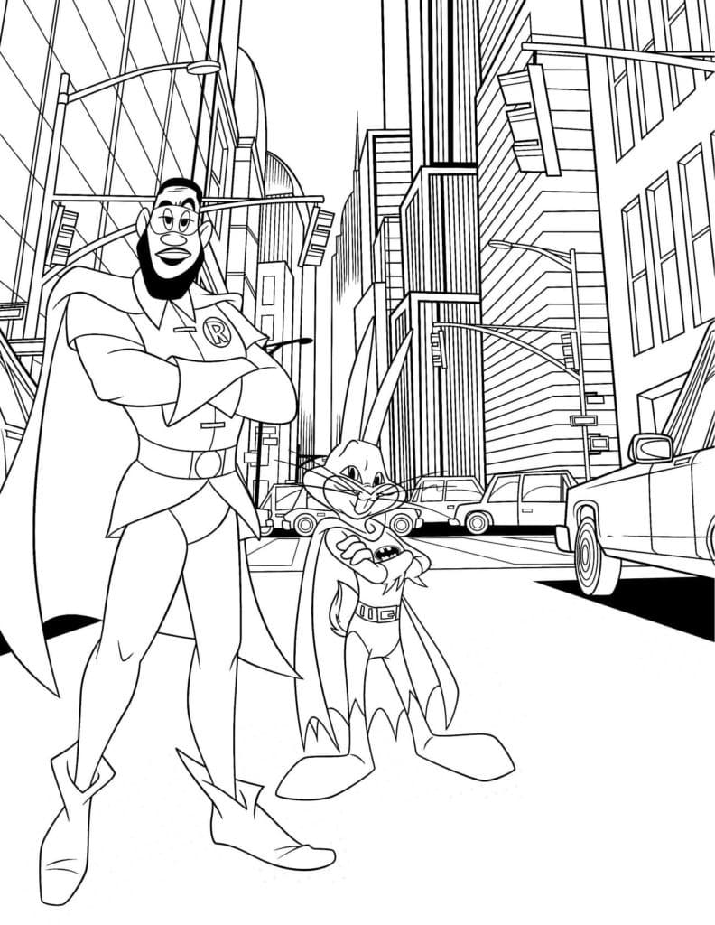Space Jam LeBron James et Bugs Bunny coloring page