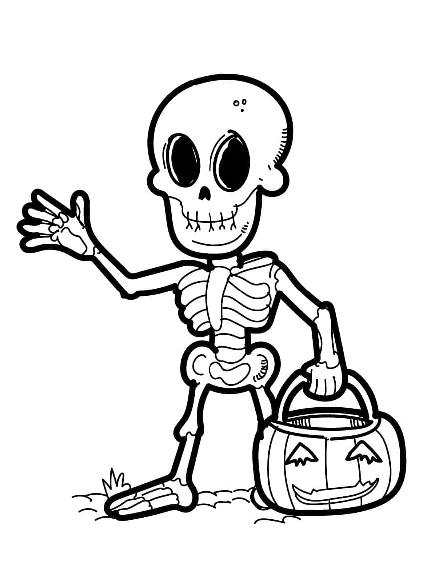 Coloriage Squelette Amical
