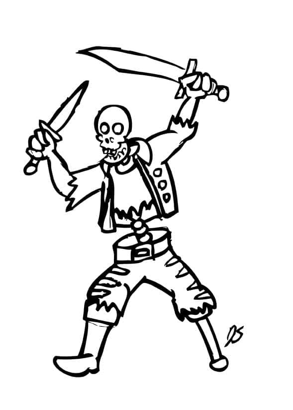 Coloriage Squelette de Pirate