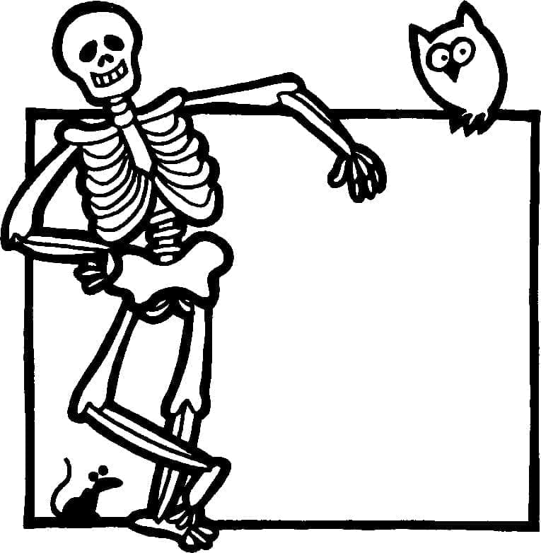 Squelette et Hibou coloring page