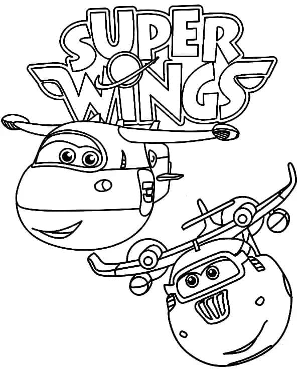 Coloriage Super Wings Donnie et Jett