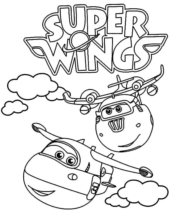 Coloriage Super Wings Jett et Donnie