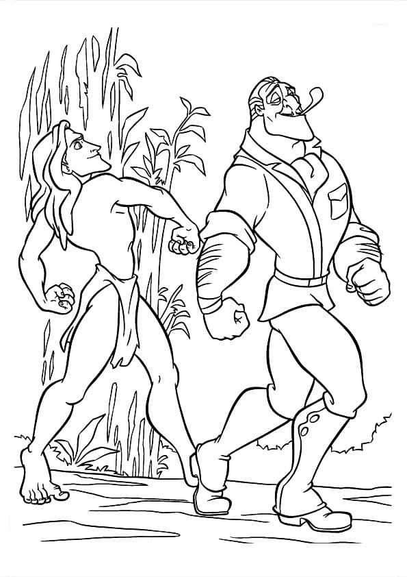 Tarzan et Clayton coloring page