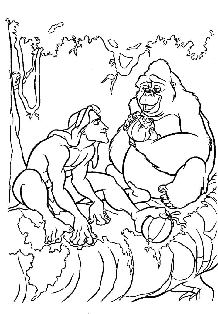 Tarzan et Kala coloring page