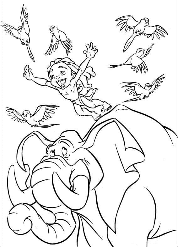 Tarzan et Tantor coloring page