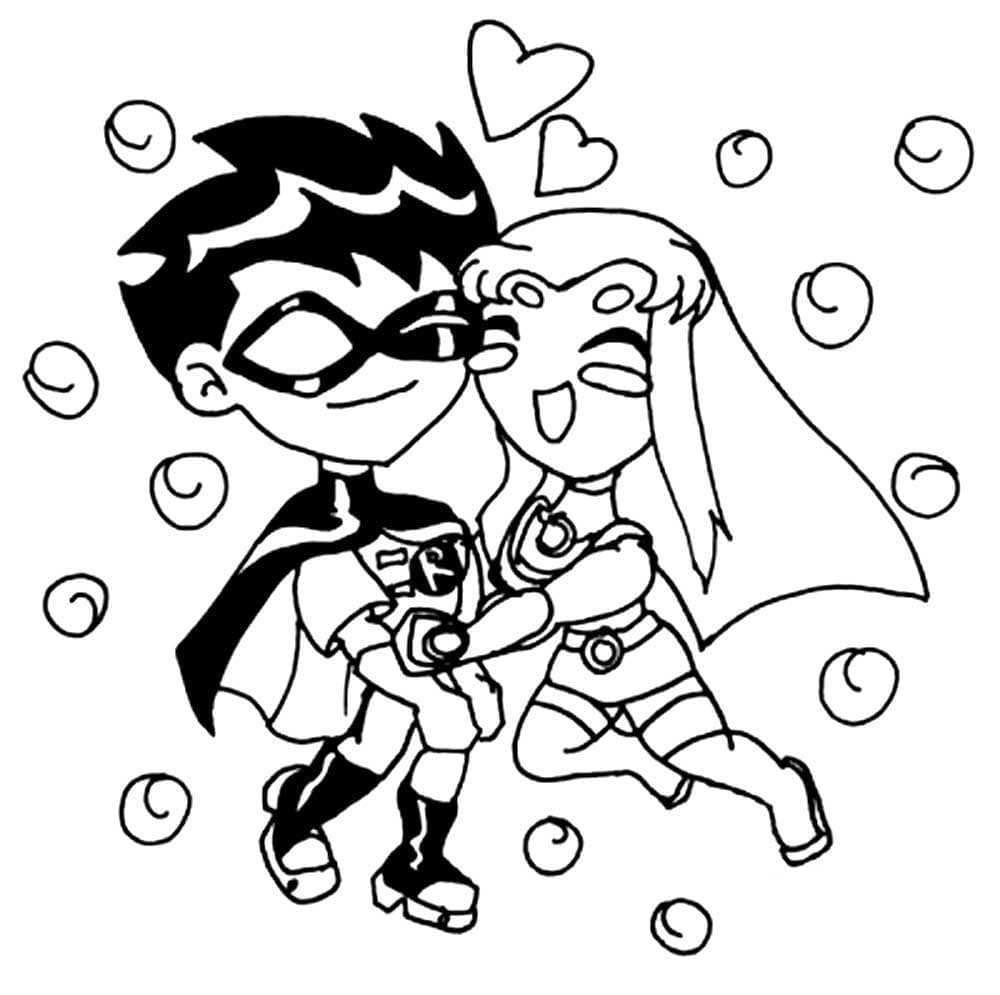 Teen Titans Go Robin et Starfire coloring page