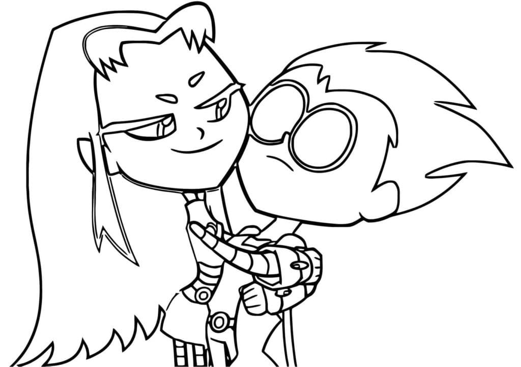 Teen Titans Go Starfire et Robin coloring page