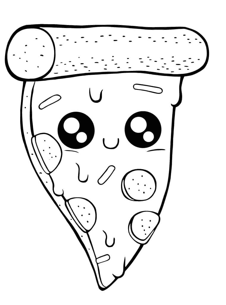 Tranche de Pizza Kawaii coloring page