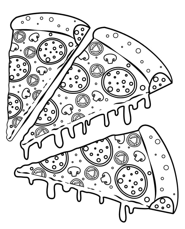 Trois Tranches de Pizza coloring page