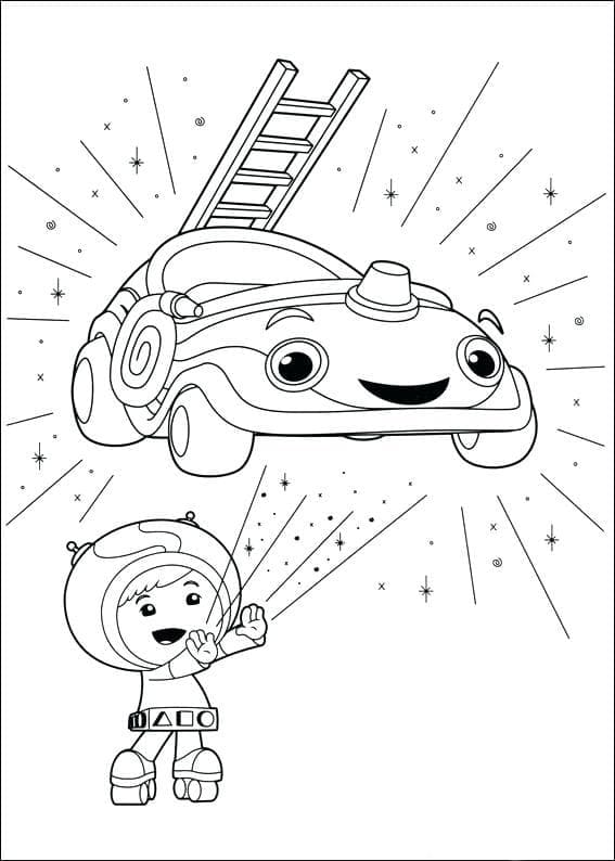 Coloriage Umizoomi Geo et UmiCar