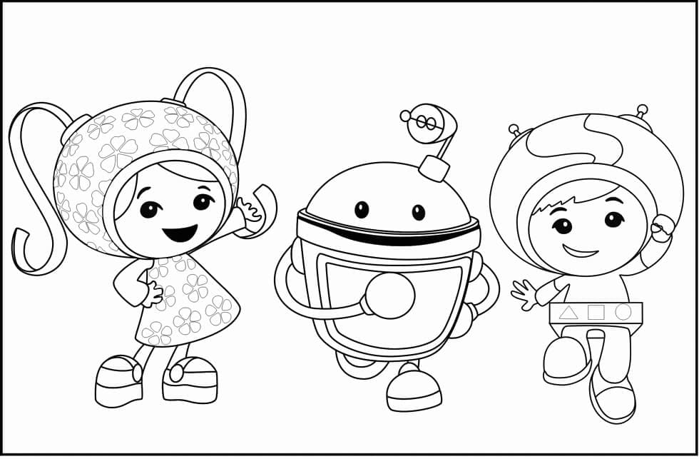 Coloriage Umizoomi Milli, Bot et Geo