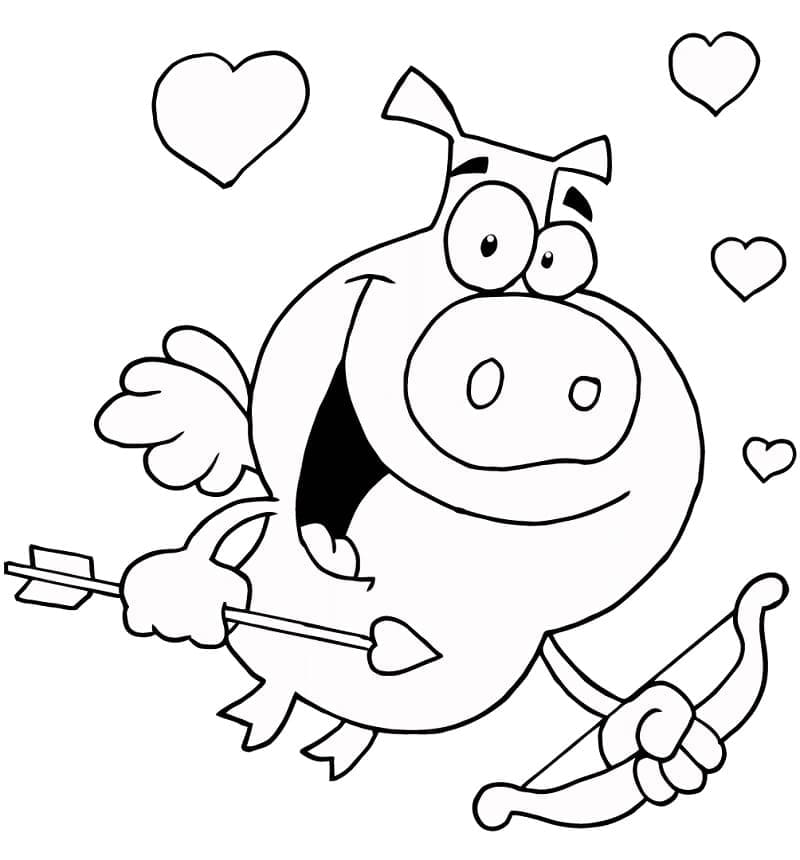 Un Cochon Cupidon coloring page