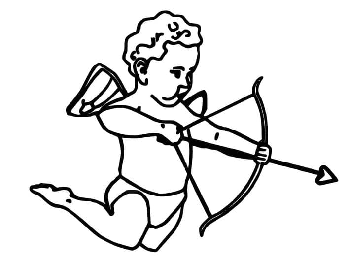 Coloriage Un Cupidon avec Arc et Flèche