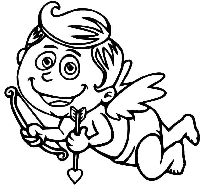 Un Cupidon Heureux coloring page
