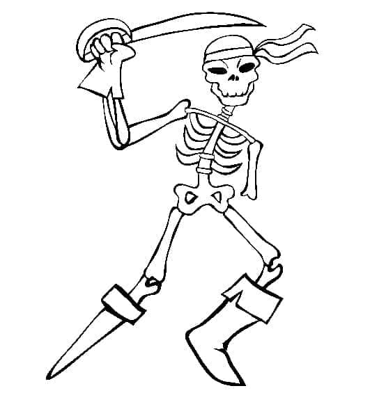 Coloriage Un Squelette de Pirate