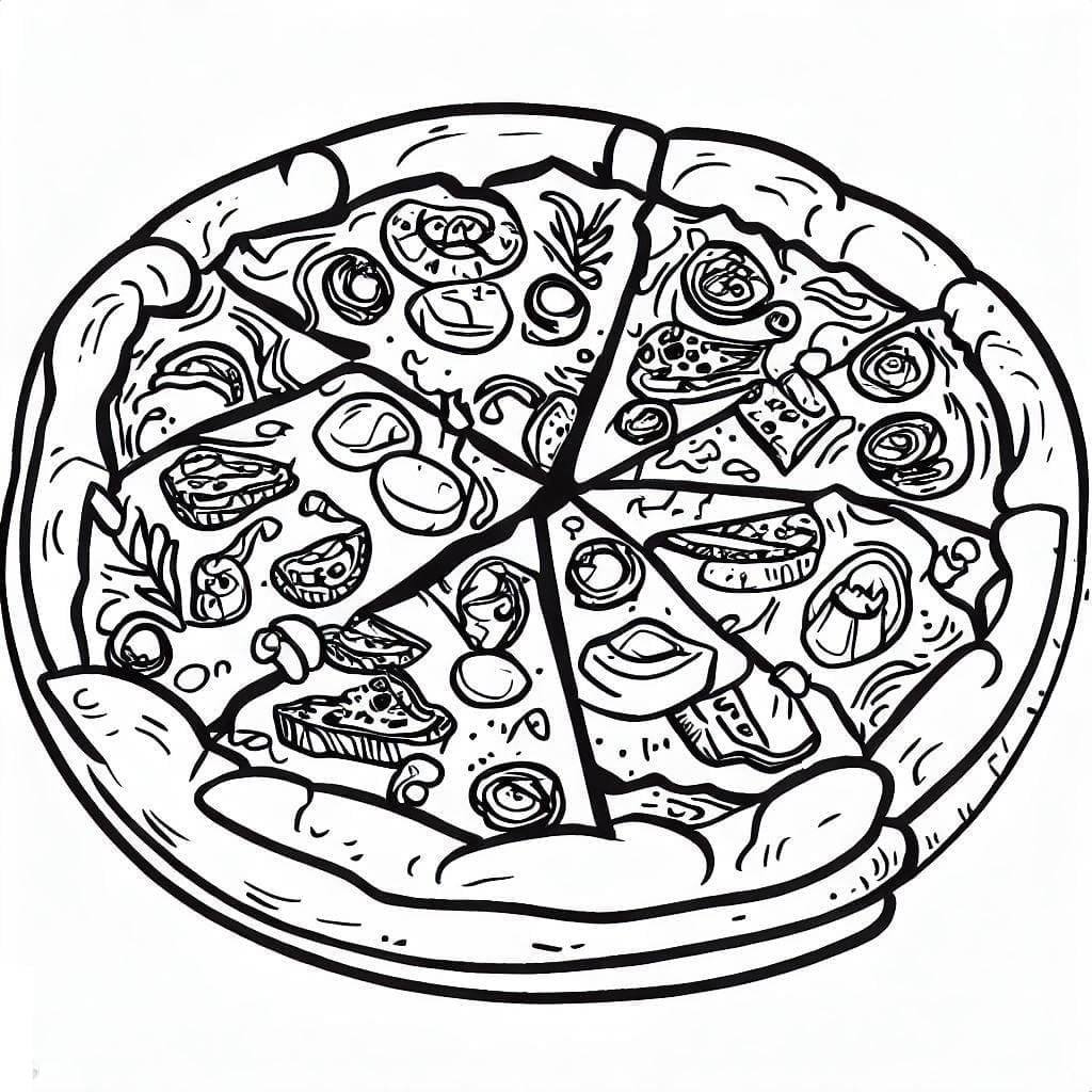 Une Grosse Pizza coloring page