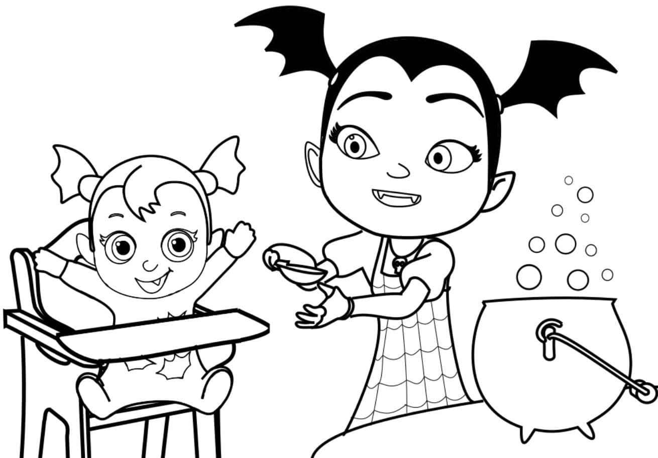 Coloriage Vampirina et Bébé