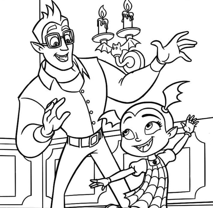 Coloriage Vampirina et Père