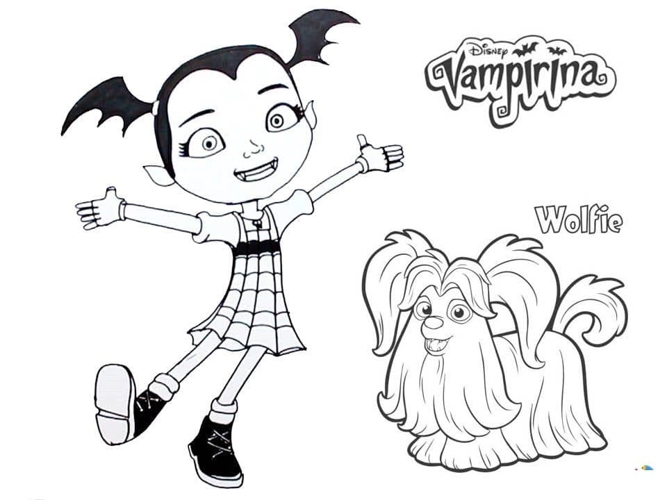 Vampirina et Wolfie coloring page