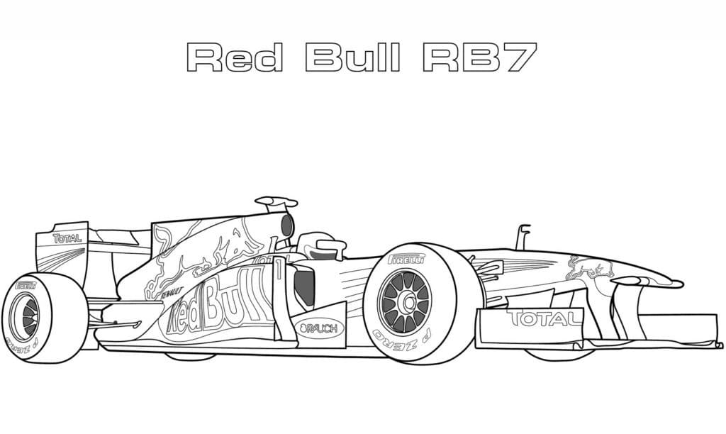 Coloriage Voiture de Formule 1 Red Bull RB7