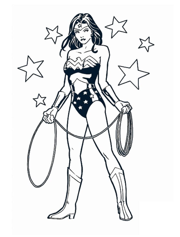 Coloriage Wonder Woman avec Lasso de la Vérité