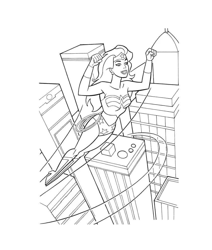 Wonder Woman dans le Ciel coloring page
