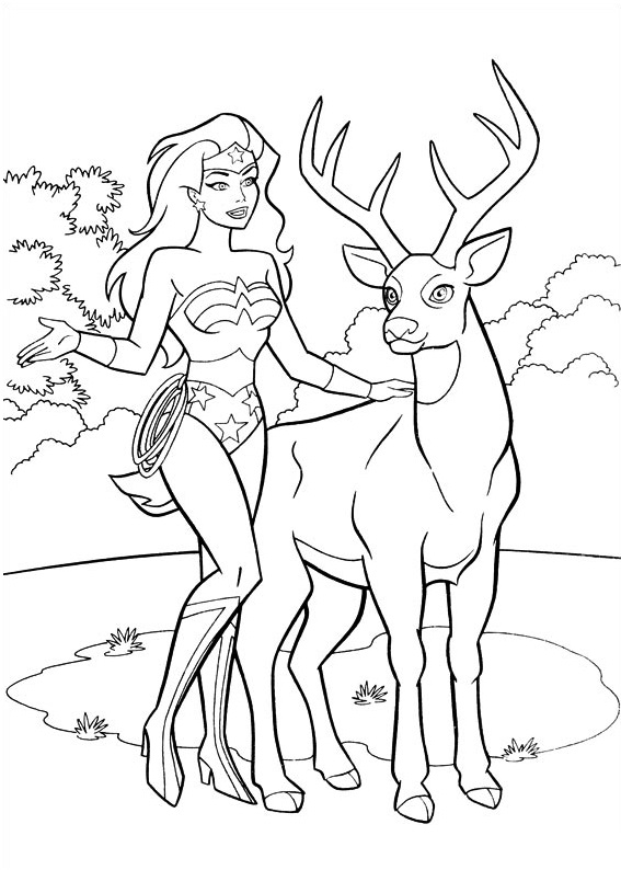 Coloriage Wonder Woman et Cerf