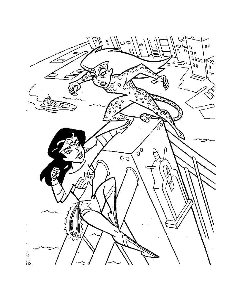 Wonder Woman et Cheetah coloring page